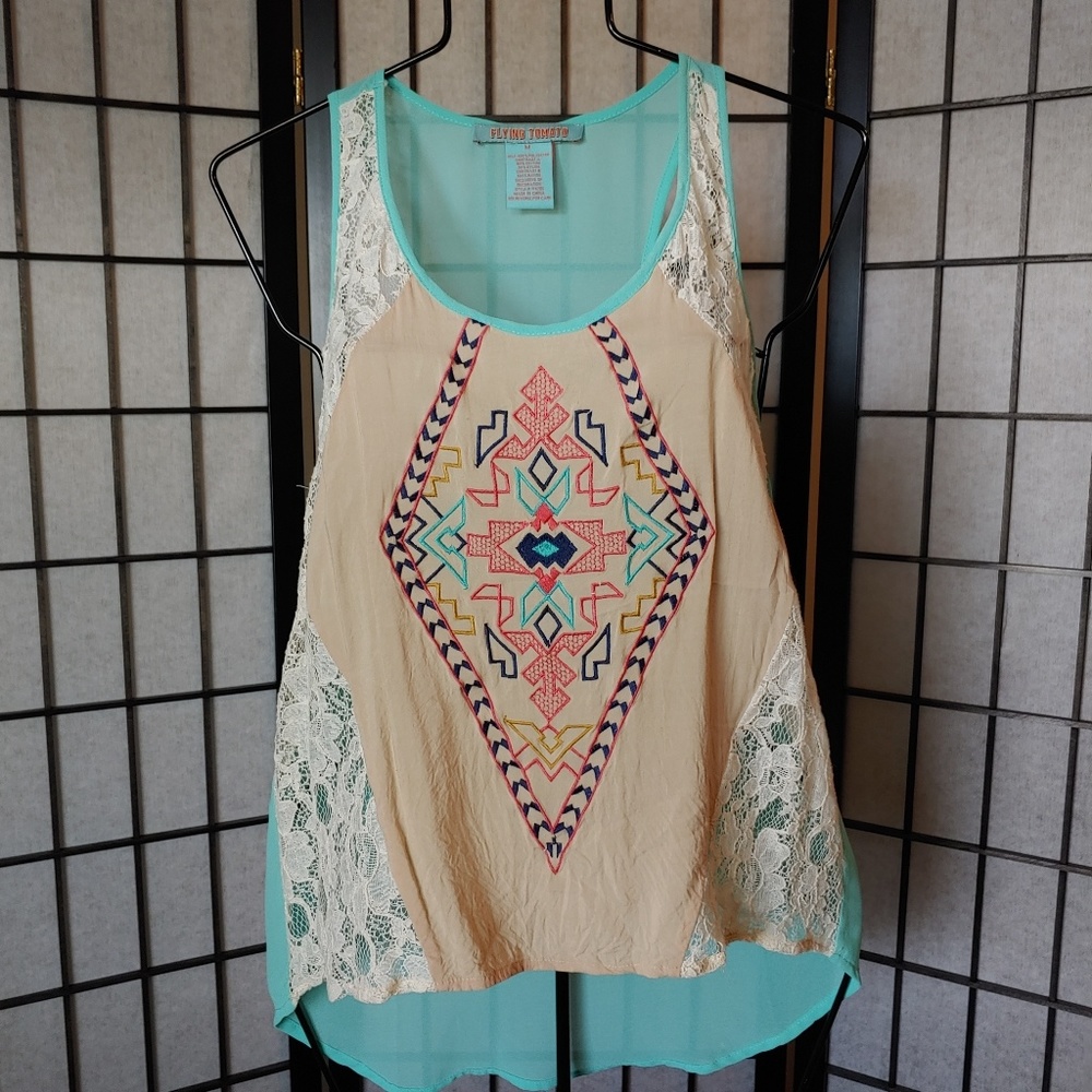 Flying Tomato sheer lace tank.